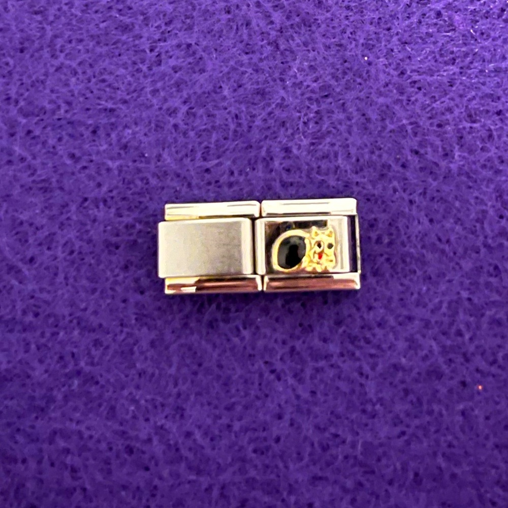 Gold and black cat Italian charm